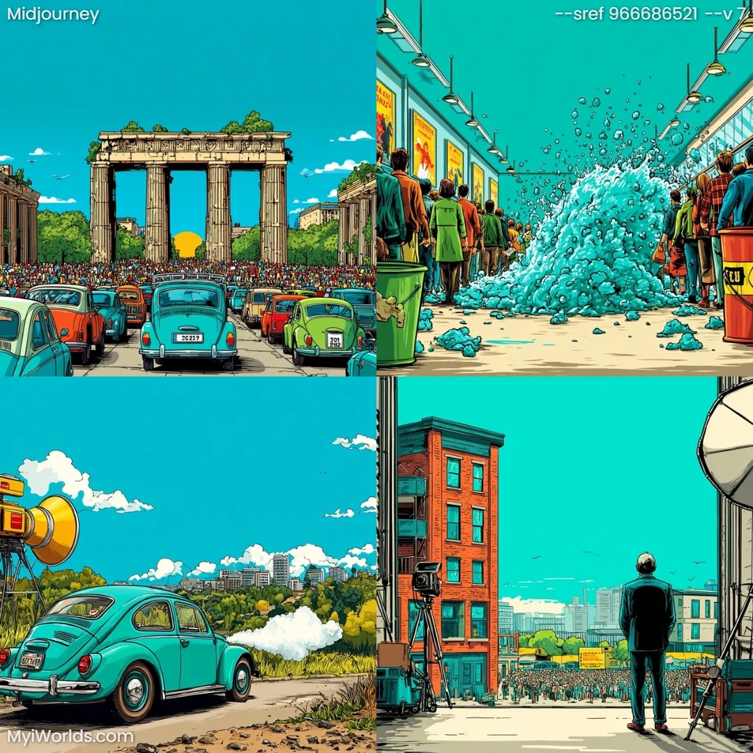Cartoon-with-high-contrast,-featuring-bright-colors.