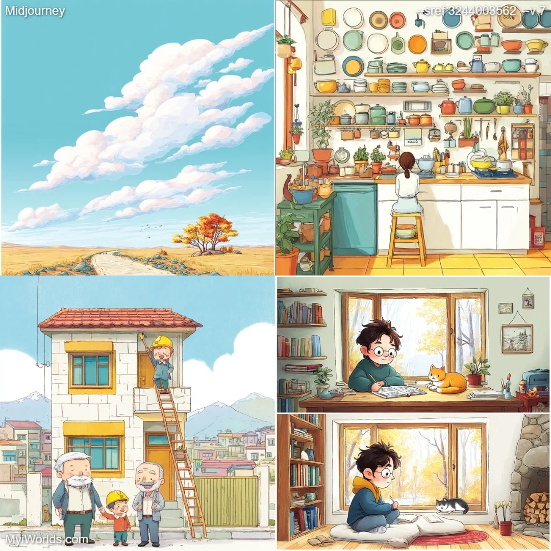 Cartoon-style illustration with warm, vibrant lighting.