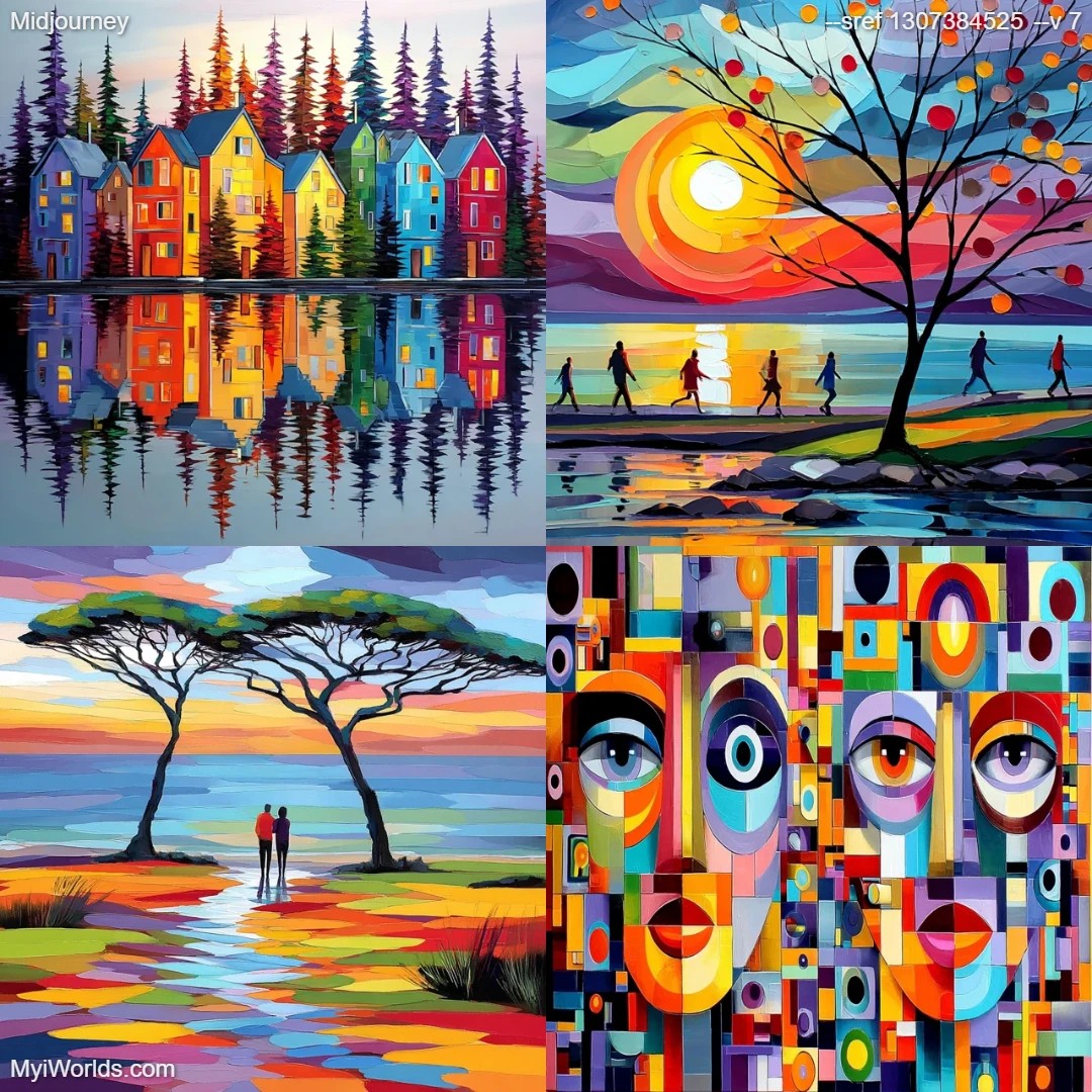 Modern post-impressionist art with a vibrant, abstracted face.