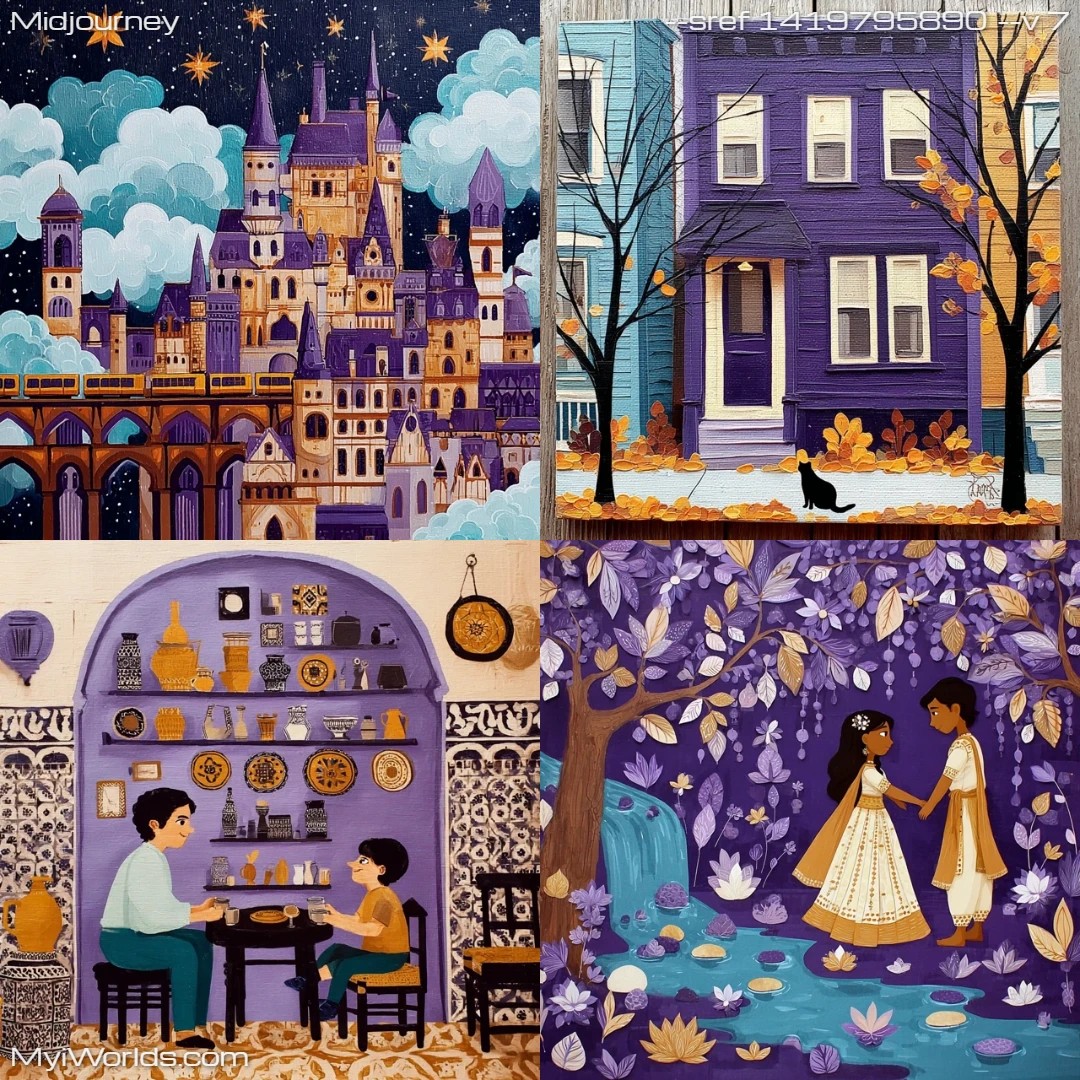 Fantastical illustration with vibrant colors and intricate details.