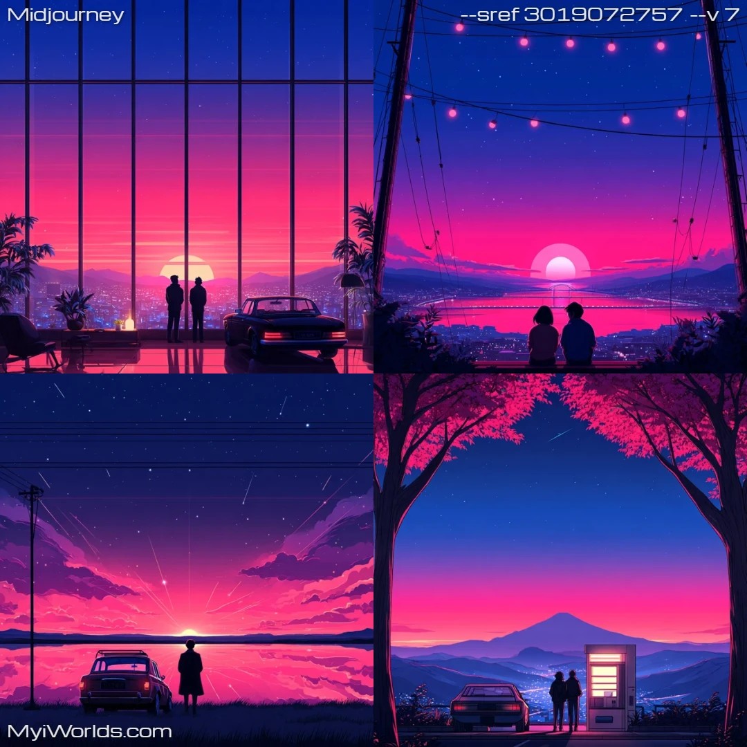 Stylized-illustration-with-atmospheric-lighting-and-dominant-colors-of-#322478-(Midnight-Blue),-#E23E8C-(Medium-Violet-Red),-#0F0723-(Black),-#4F50BF-(Slate-Blue),-#909ED7-(Medium-Purple).