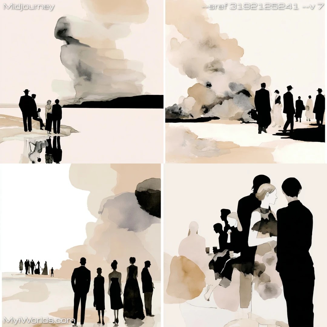 Minimalistic-monochromatic-silhouettes-with-a-narrative-composition.