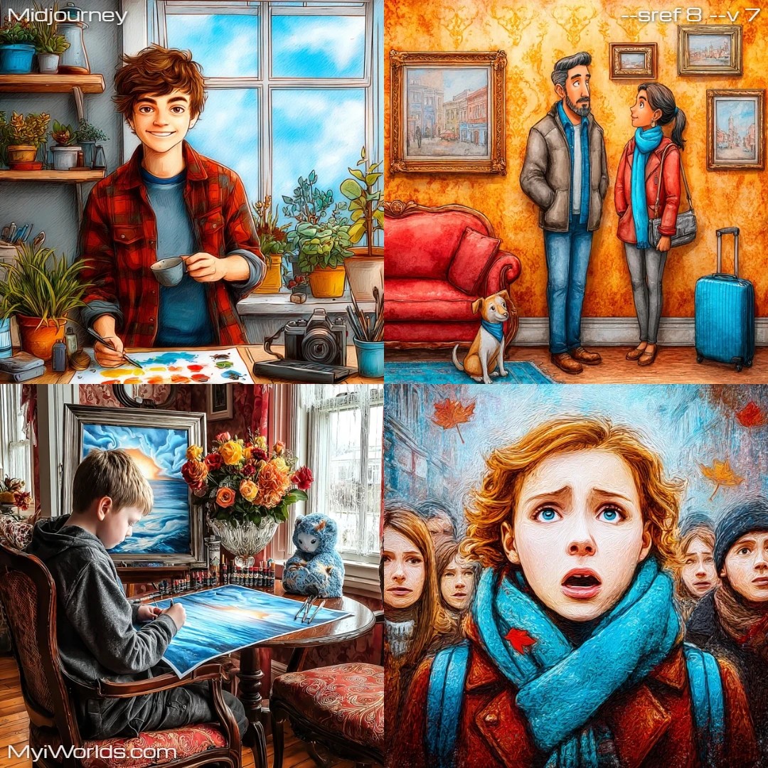 Watercolor painting with cozy, warm lighting and a minimalist composition.