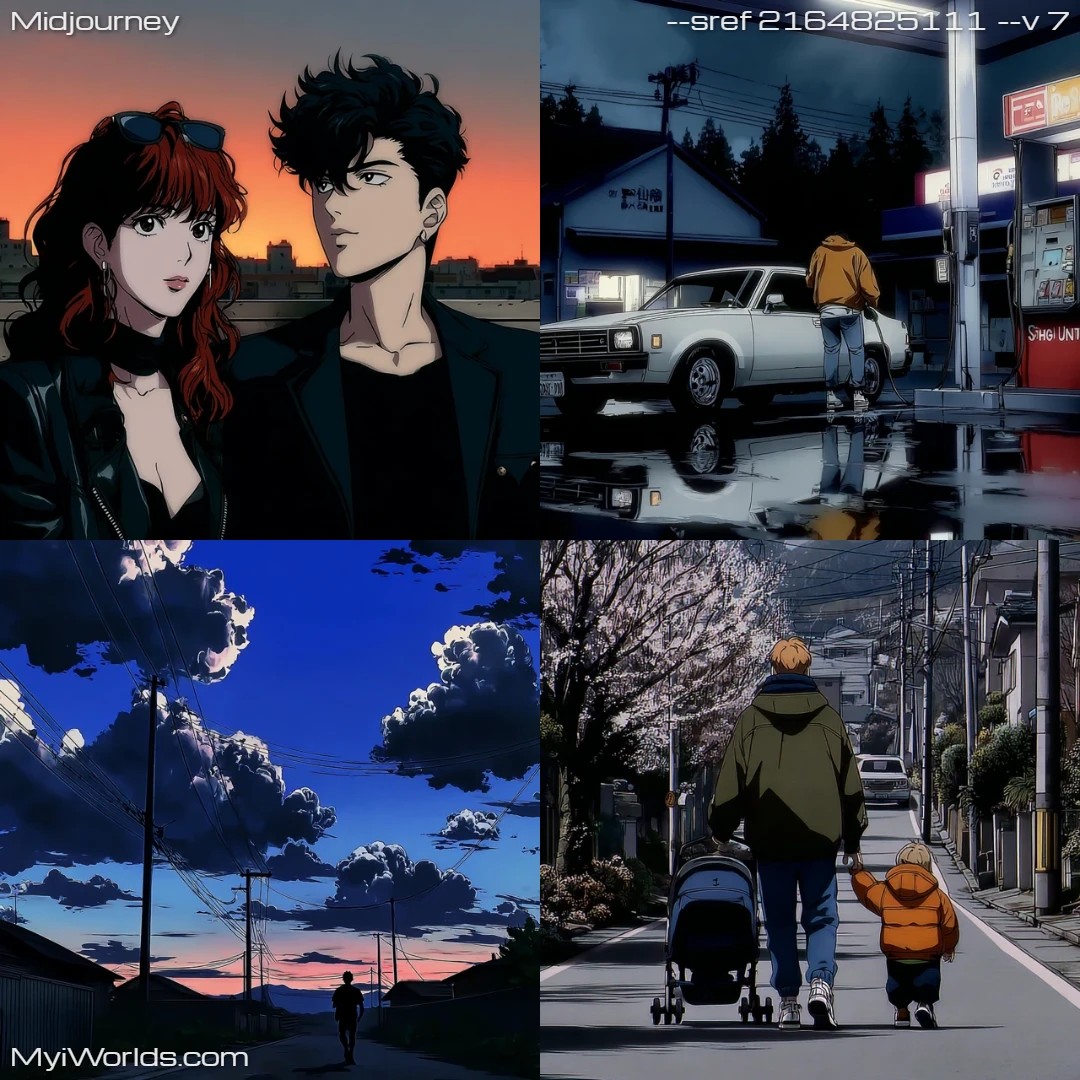 Anime style with high contrast and a cartoonish appearance.