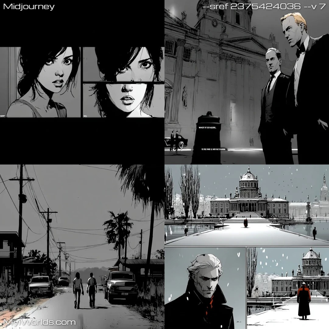 Noir-style high-contrast black-and-white photography.