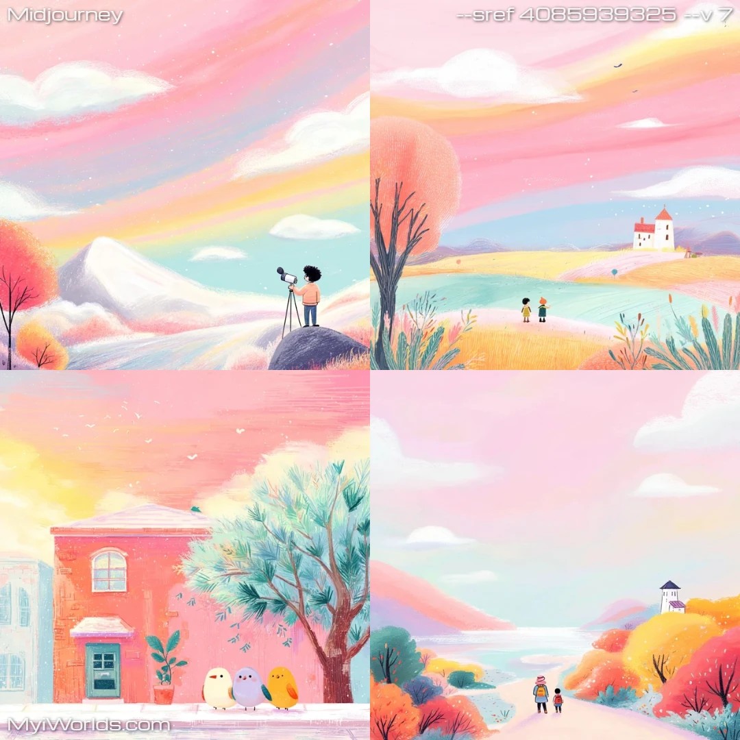 Cartoon-art-with-pastel-colors-in-a-dreamlike,-illustrative-style.