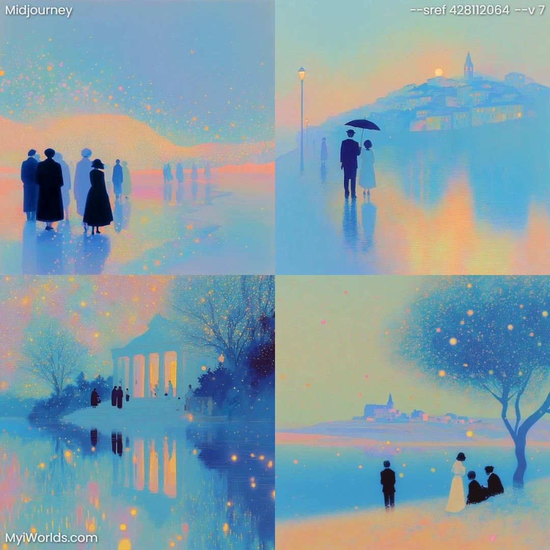 Surrealistic-limited-color-cityscape-with-muted-tones-and-dreamlike-quality.