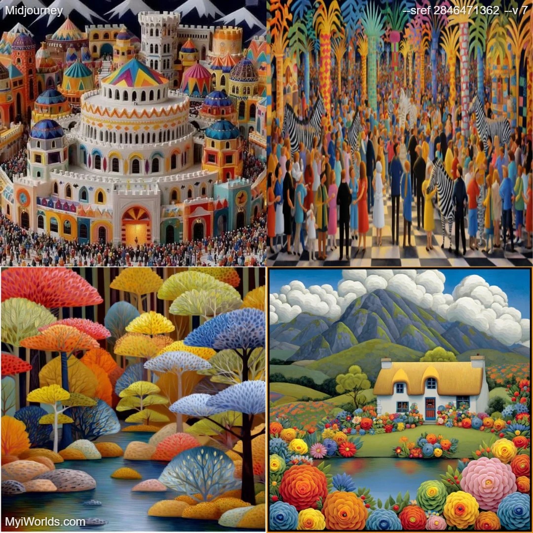 Colorful stylized art with whimsical elements.