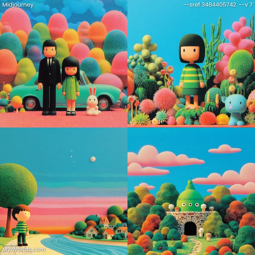 Cartoonish-illustration-with-vibrant-colors,-stylized-characters-and-environment.