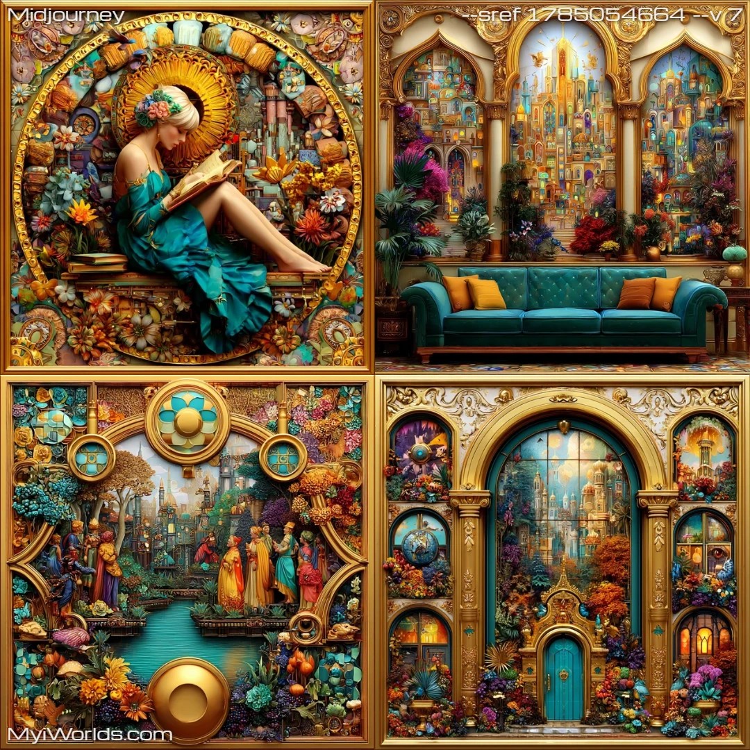 Surrealistic mosaic with medieval inspiration.
