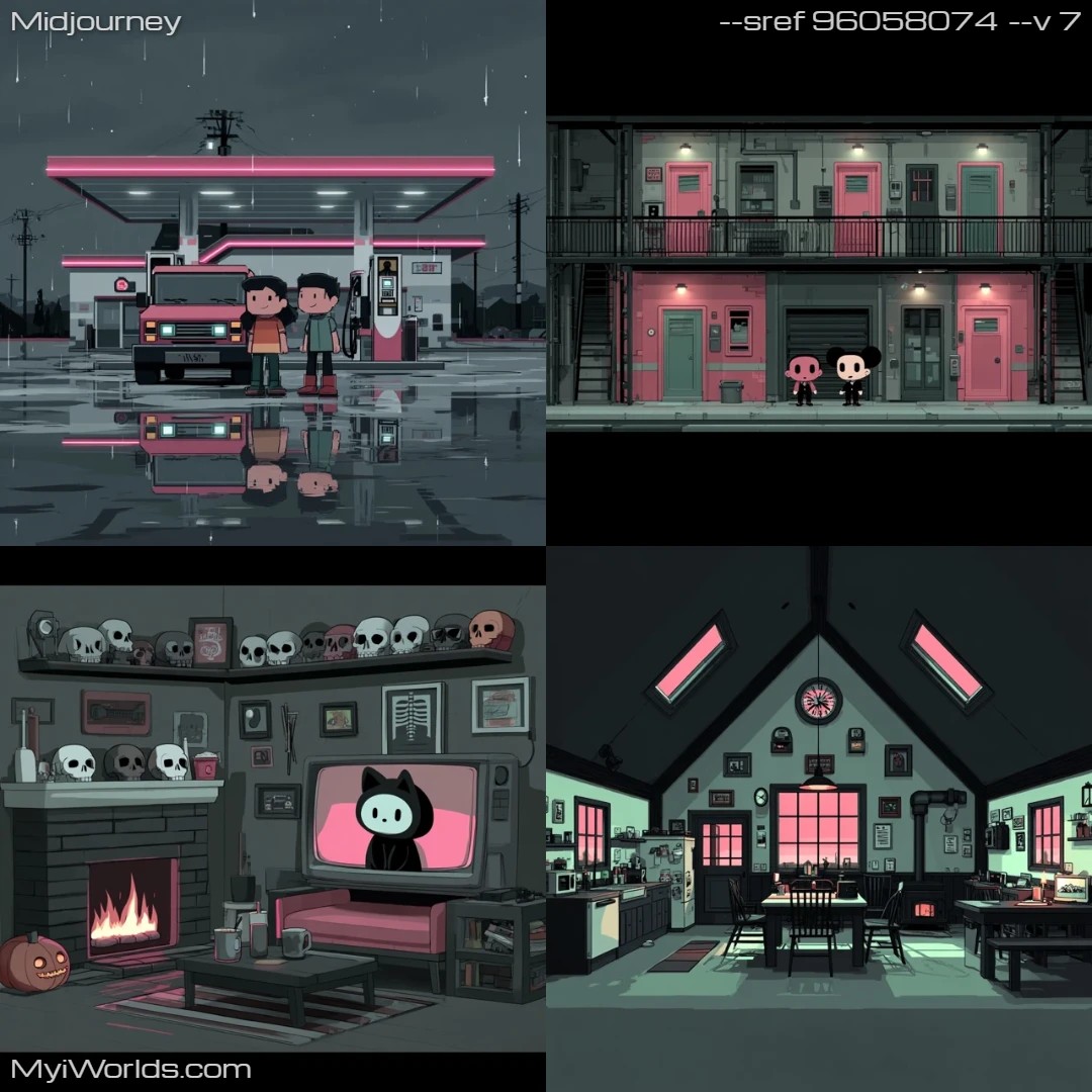 Cartoonish low-poly minimalistic monochromatic art style with a focus on simple shapes and silhouettes.
