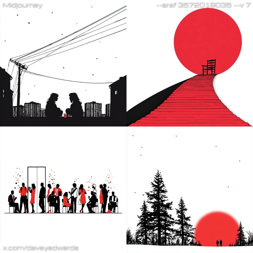 Monochrome urban silhouette with linear perspective.