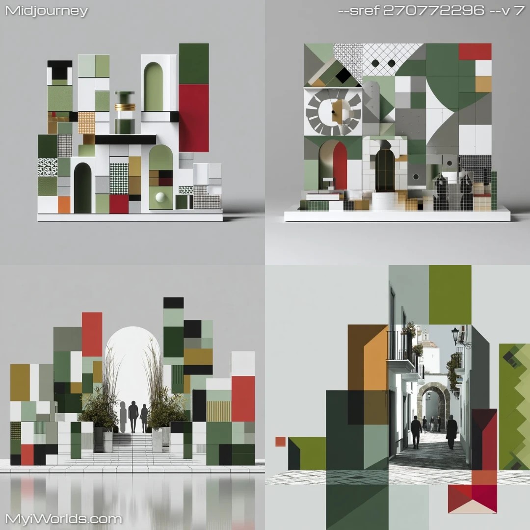 Cubist abstract composition with muted colors, showcasing geometric shapes and forms.