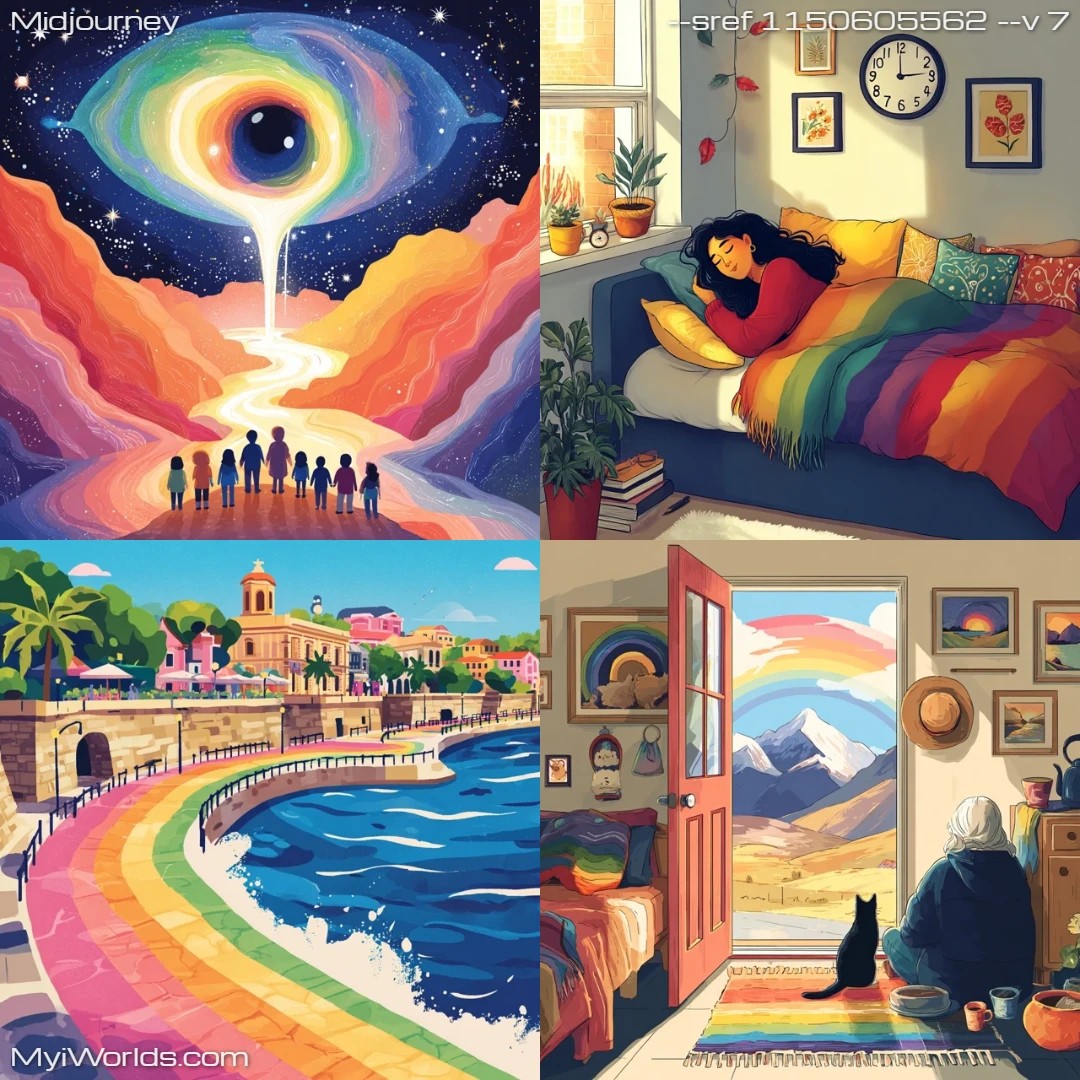 Colorful, detailed cartoon with a futuristic theme.