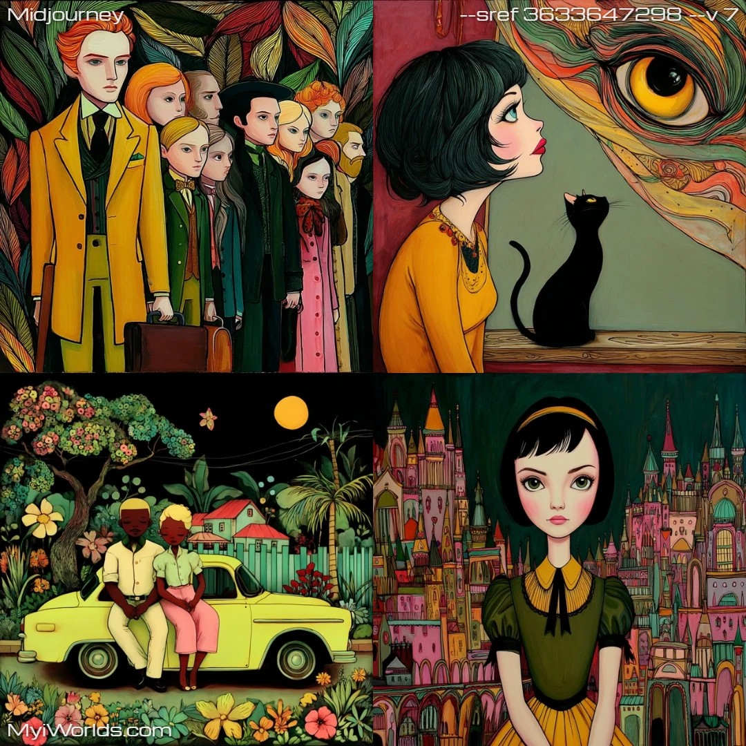 Surrealistic illustration with muted colors and a stylized composition.