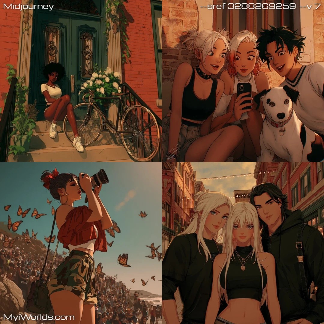 Photorealistic with high contrast, featuring stylized characters and composition.