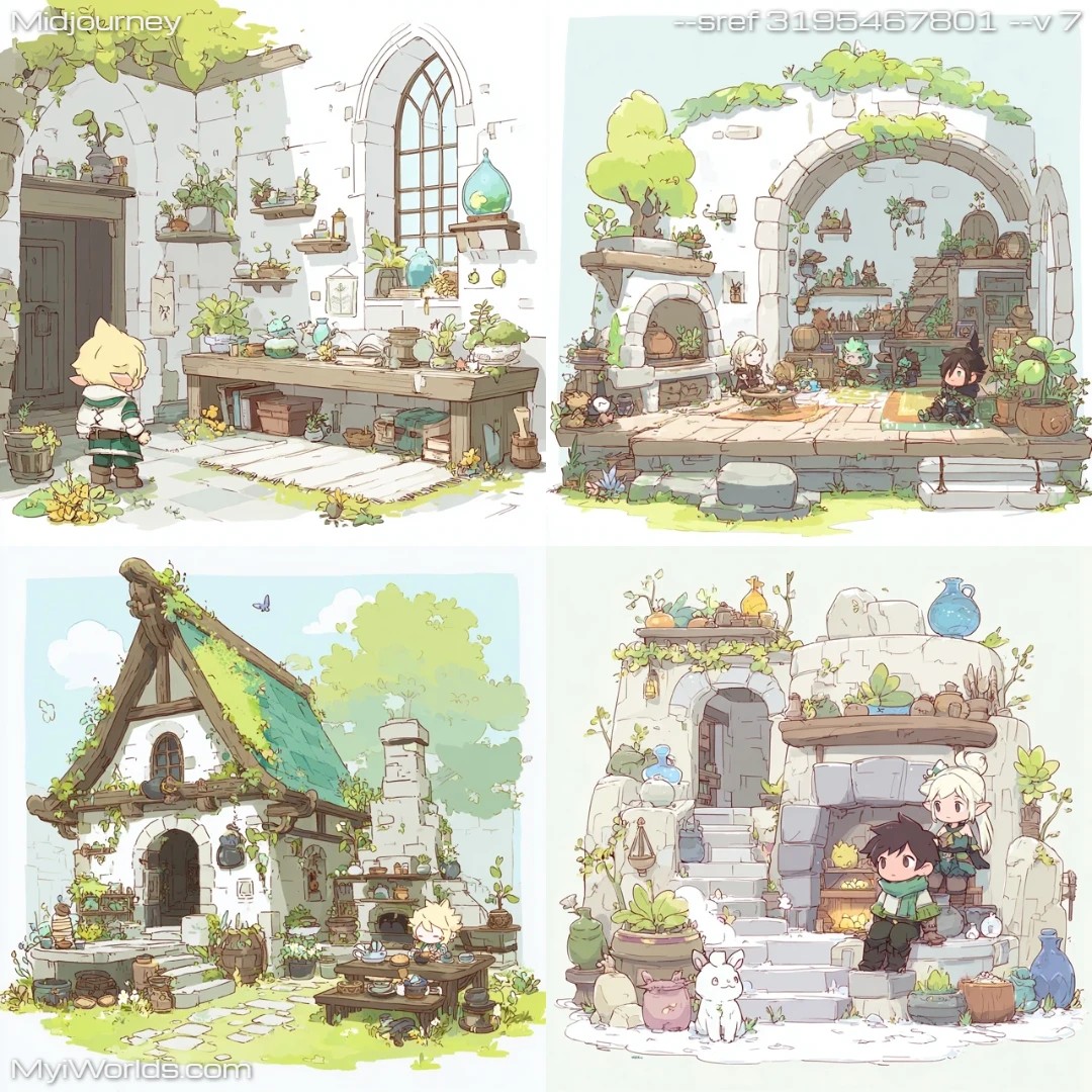 Cartoonish digital art with a fairytale-like quality and wooden textures.