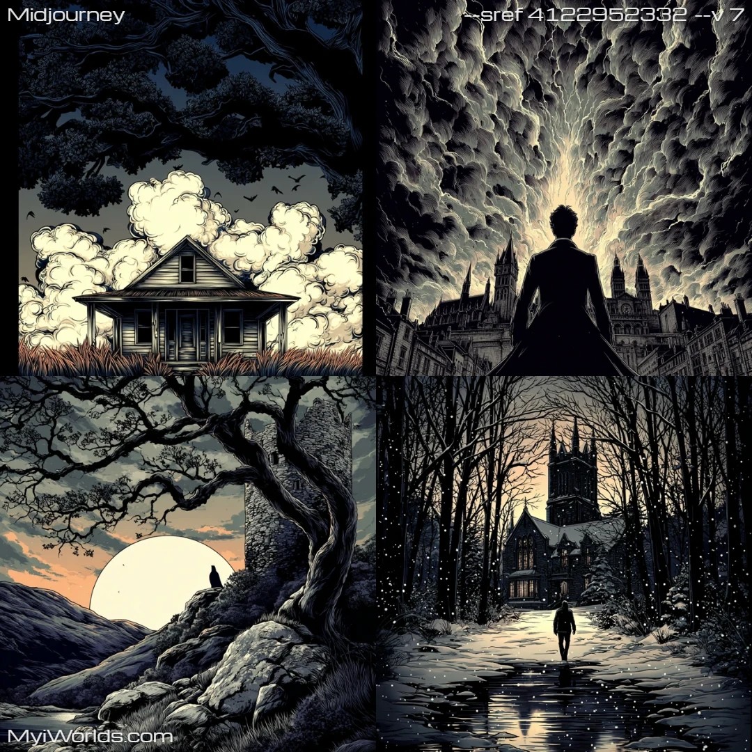 Dark romantic mixed media with detailed composition and contrasting tones.
