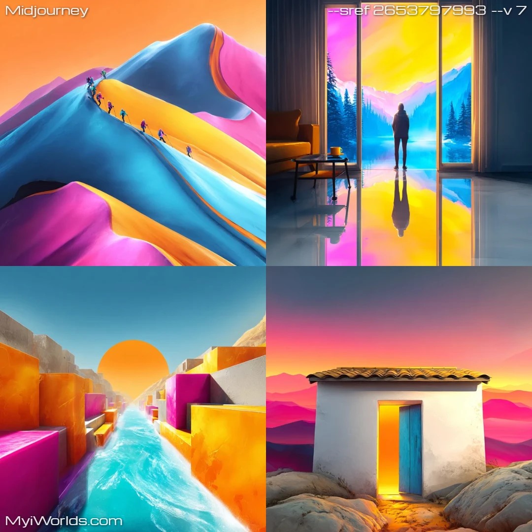 Surrealistic digital art with bright lights and futuristic elements.
