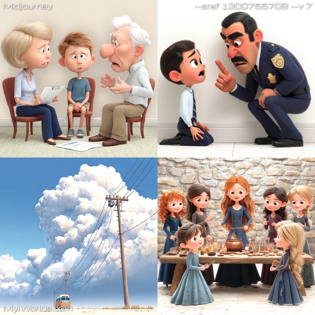 Cartoonish animation with realistic shading and a muted color palette.