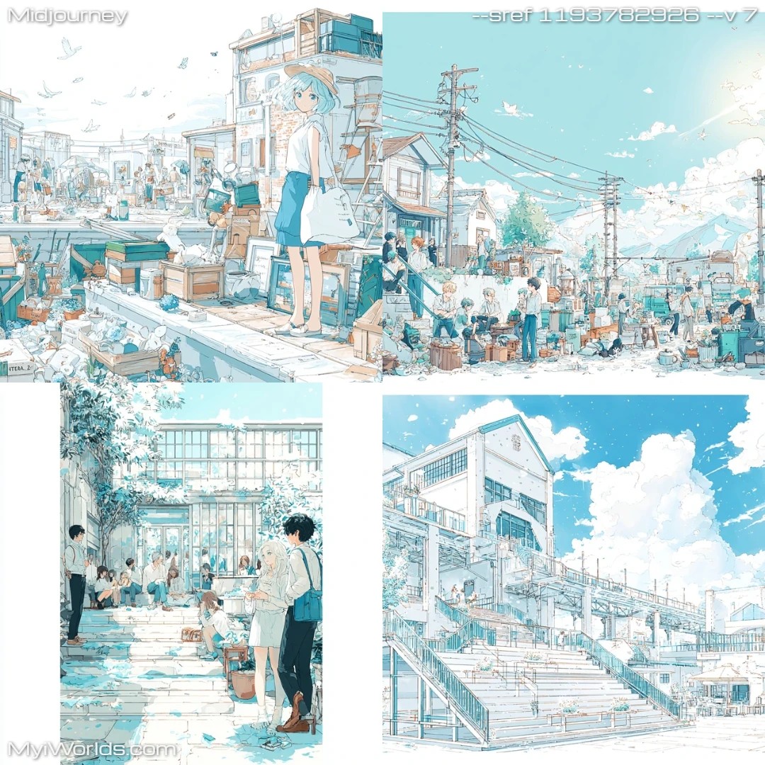 Digital-artwork-with-a-blue-toned-street-scene,-showcasing-perspective-and-depth.