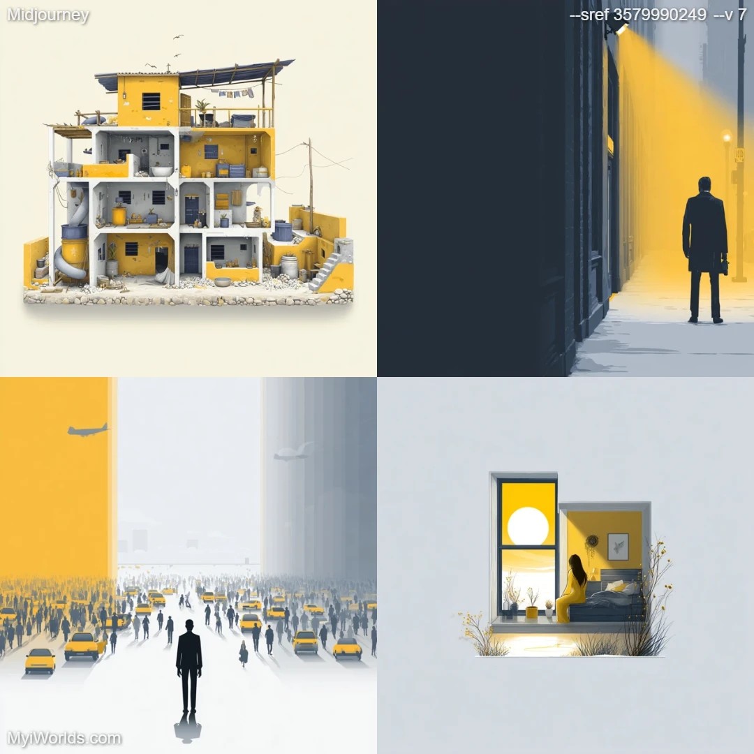Cyberpunk urban dystopian art with a dark color palette.