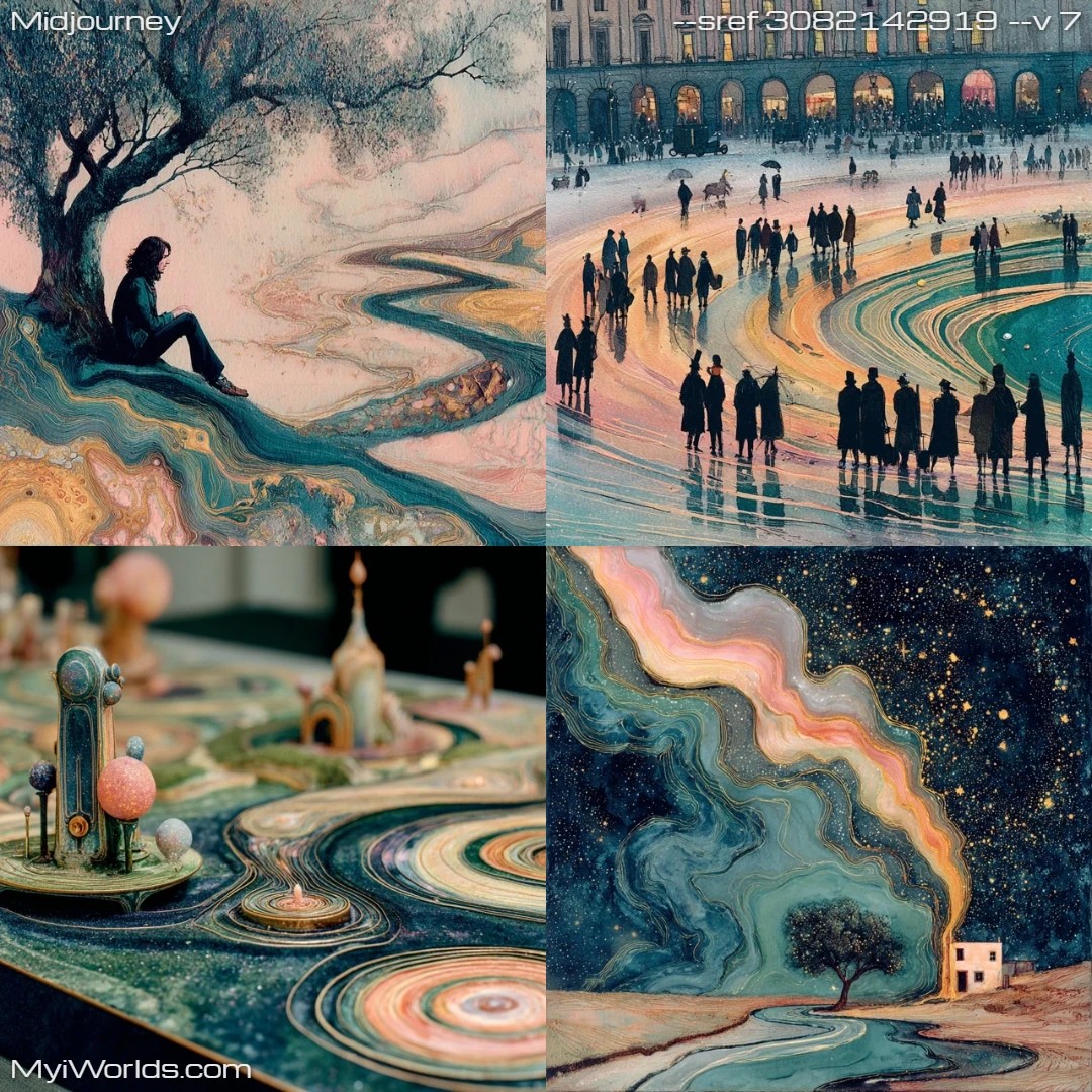 Whimsical mixed media art with fantastical elements and dreamlike quality.