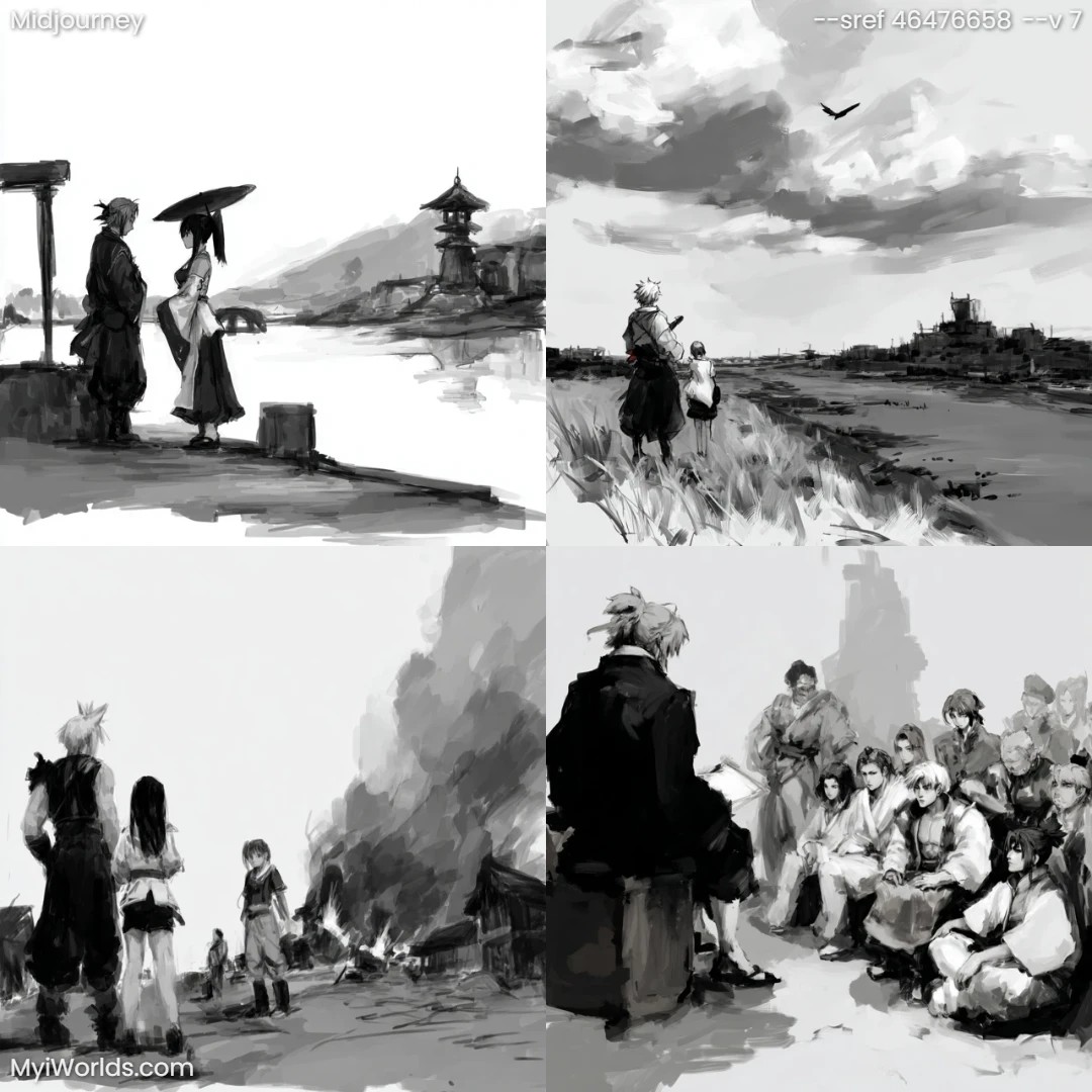 Watercolor-narrative-art-with-a-muted,-monochromatic-palette.