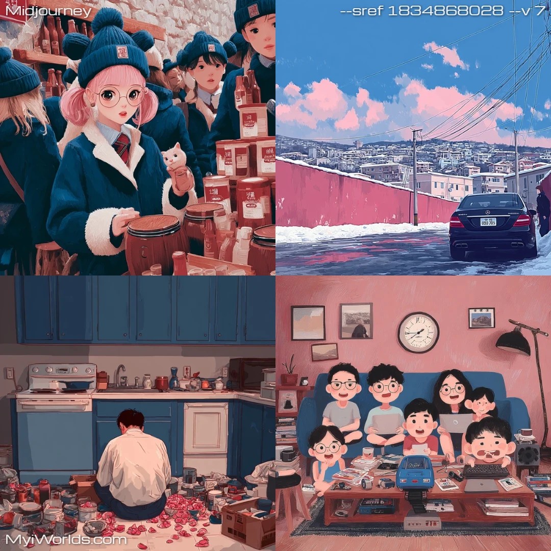 Comic-style art with flat, stylized colors and intricate line work.