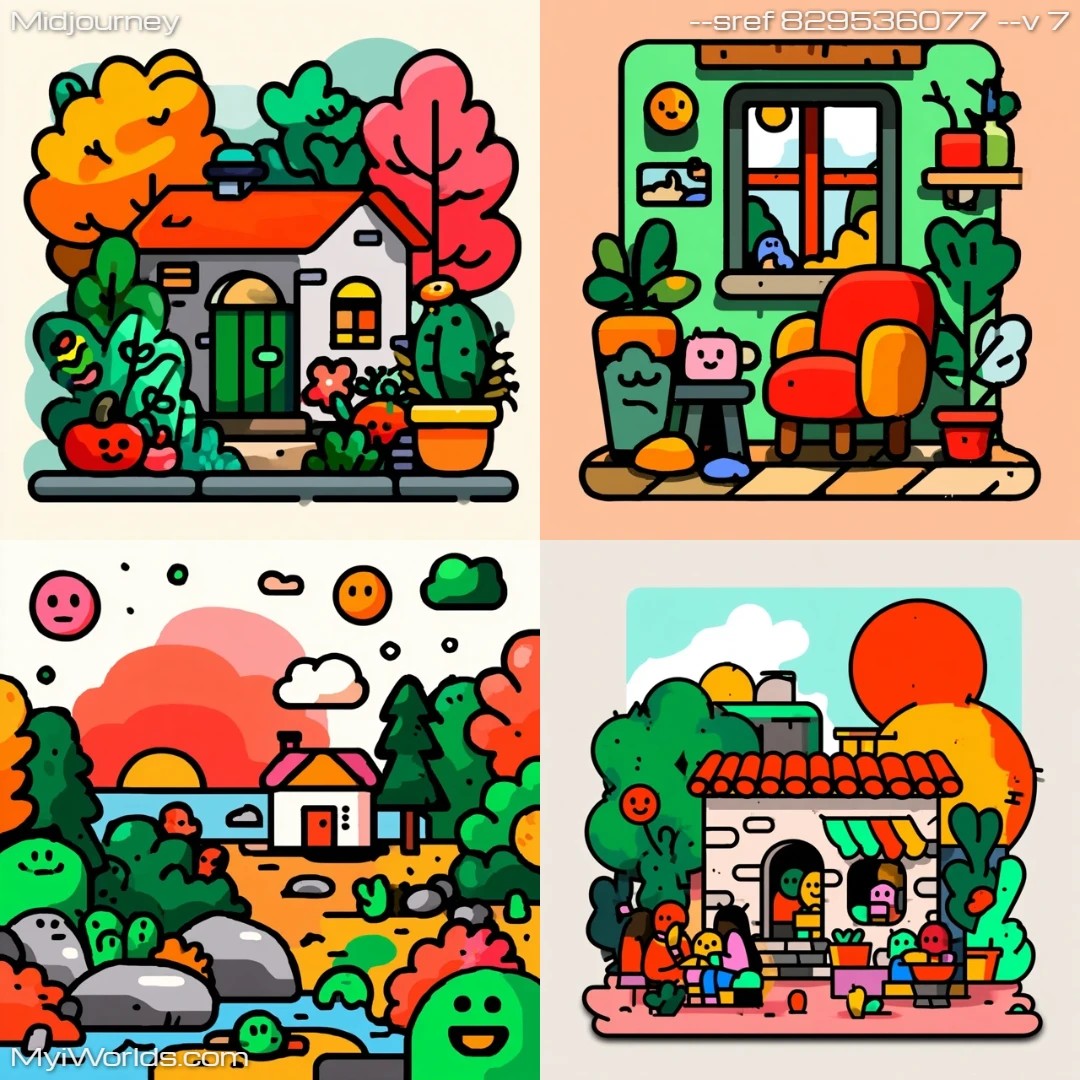 Isometric cartoon with vibrant colors and stylized features.