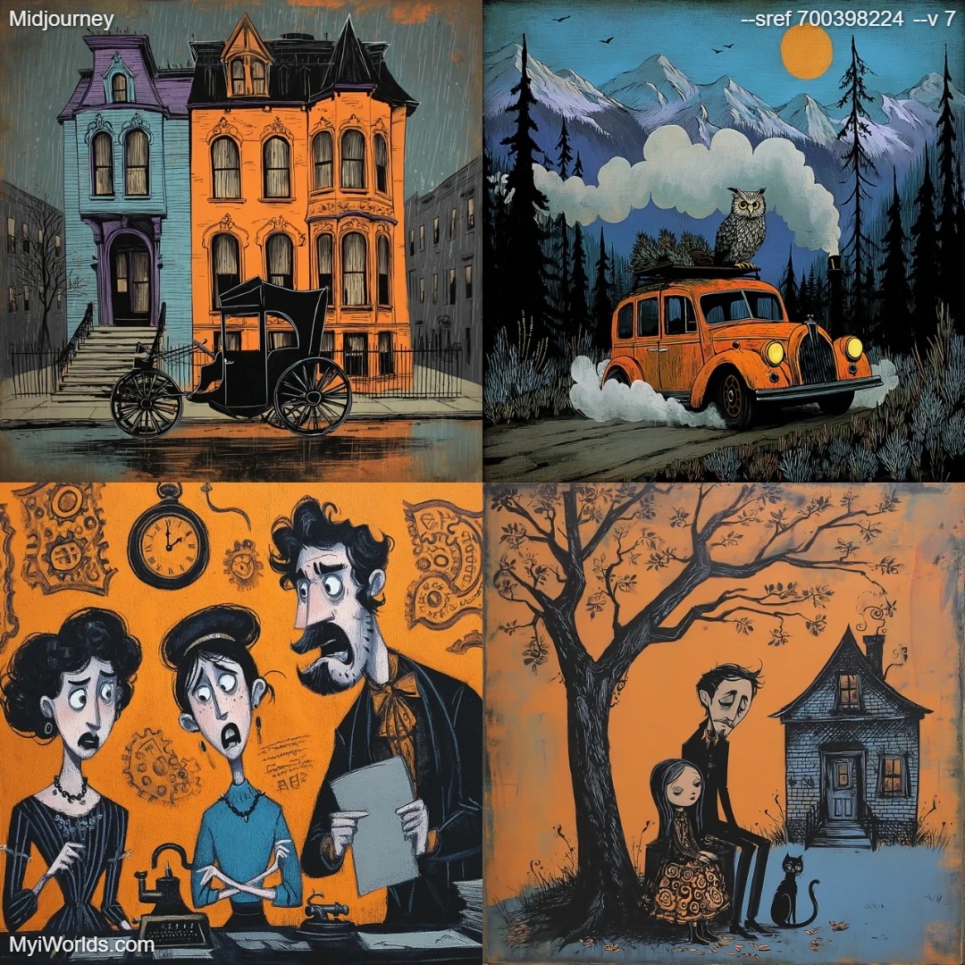 Graphic novel with a limited color palette, featuring stylized figures and scenes.