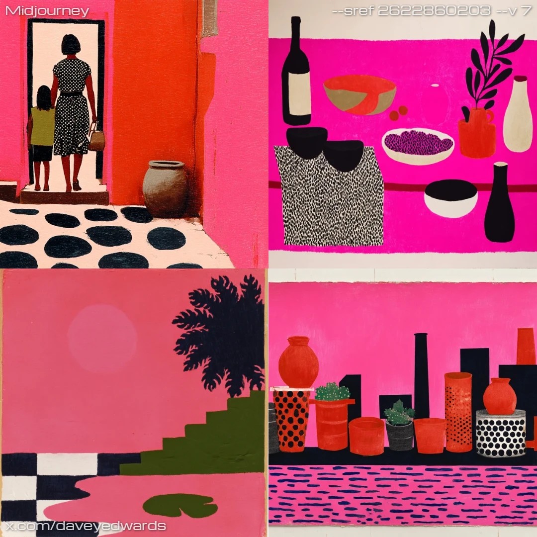 Pop art with high contrast and flat color.