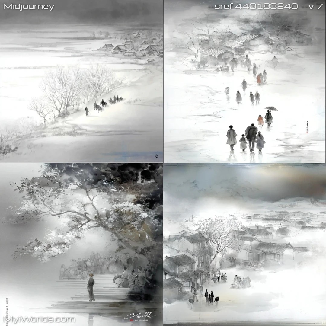 Monochromatic-ink-wash-with-textured-brush-strokes,-composed-of-contrasting-elements.
