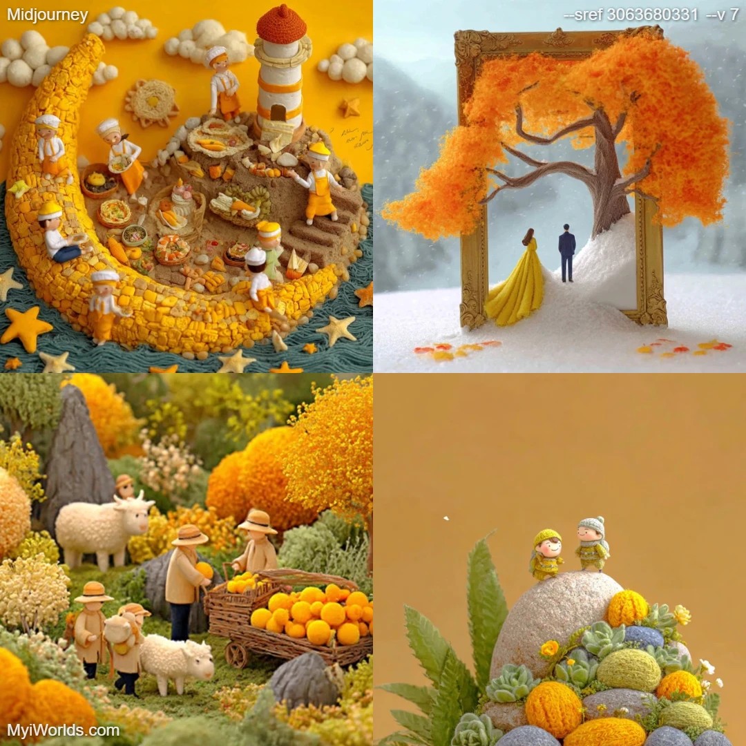 Realistic, autumn-themed pastoral scene with minimalistic composition.
