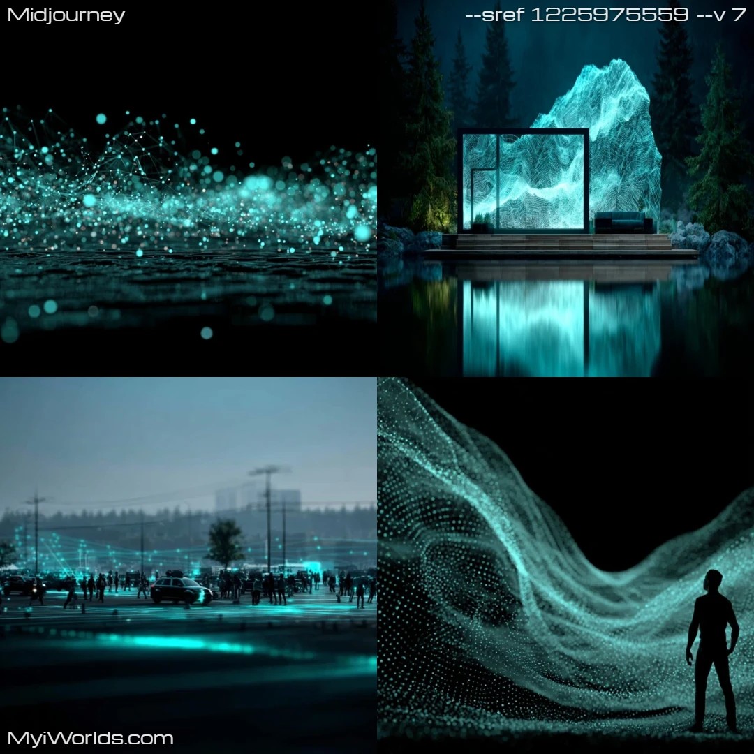 Digital art with cyberpunk neon lights and cityscape elements.