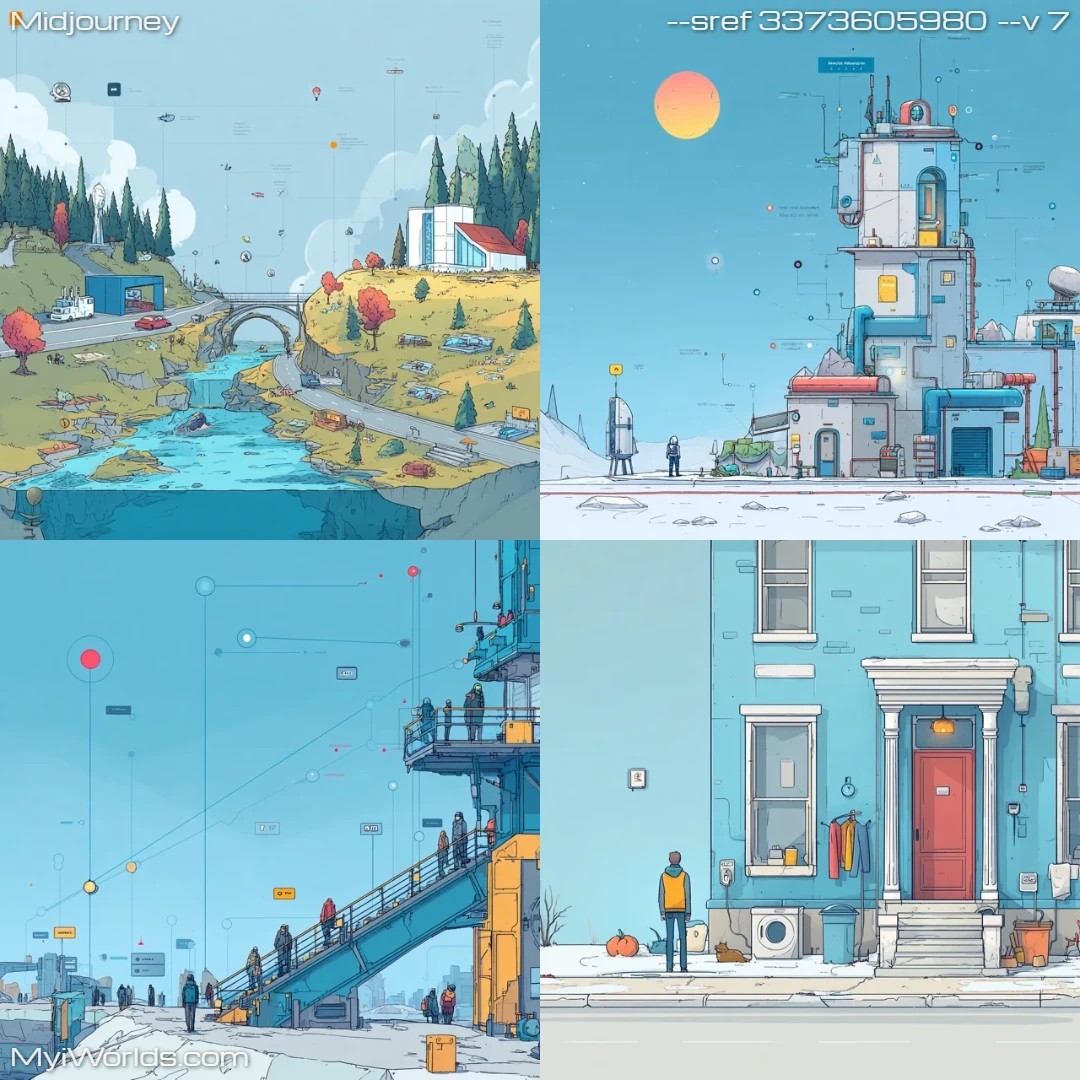 Minimalistic-digital-art-with-flat-coloring-in-an-isometric-perspective.