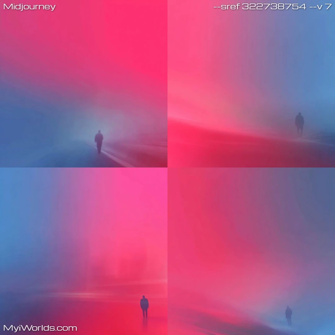 Surrealistic monochromatic art with foggy atmosphere.