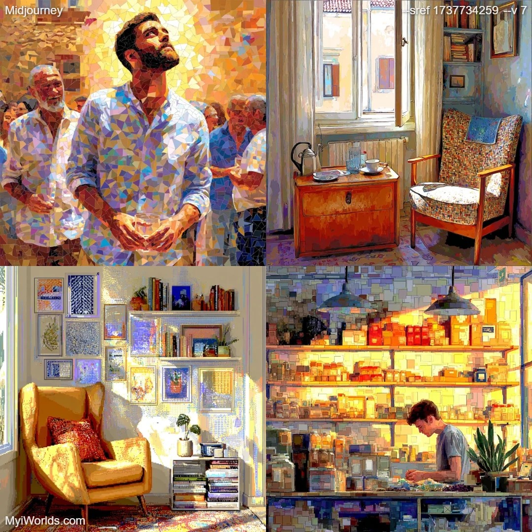 Realistic textured art with natural lighting, depicting a comfortable indoor setting.