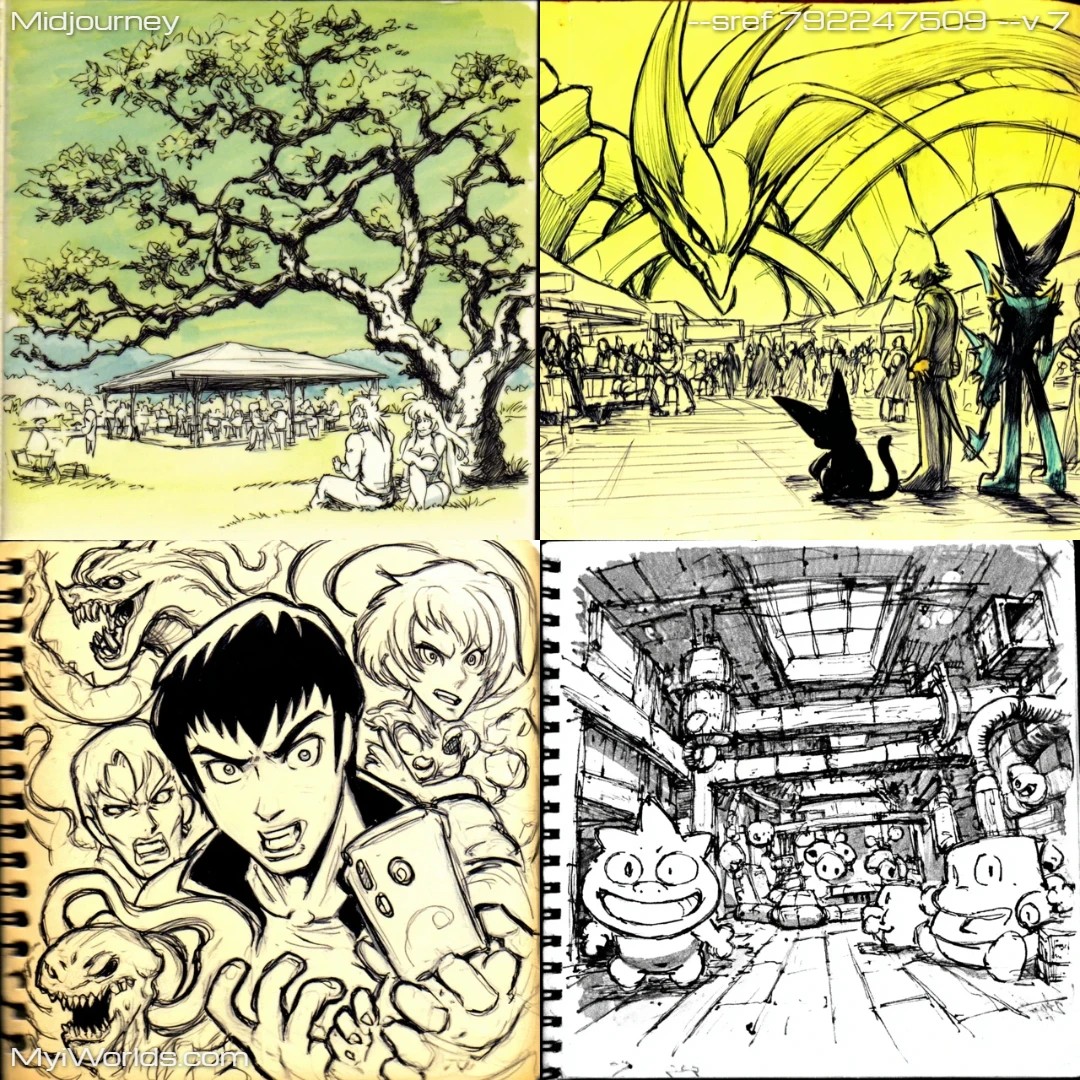 Cartoonish comic book line art with graphic novel aesthetics.