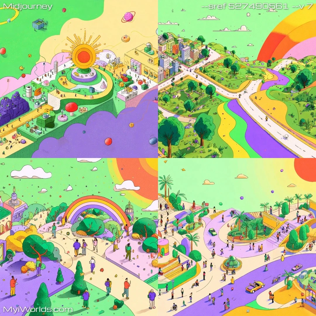 Cartoon-illustration-with-fantastical-elements-and-bright,-vibrant-colors.