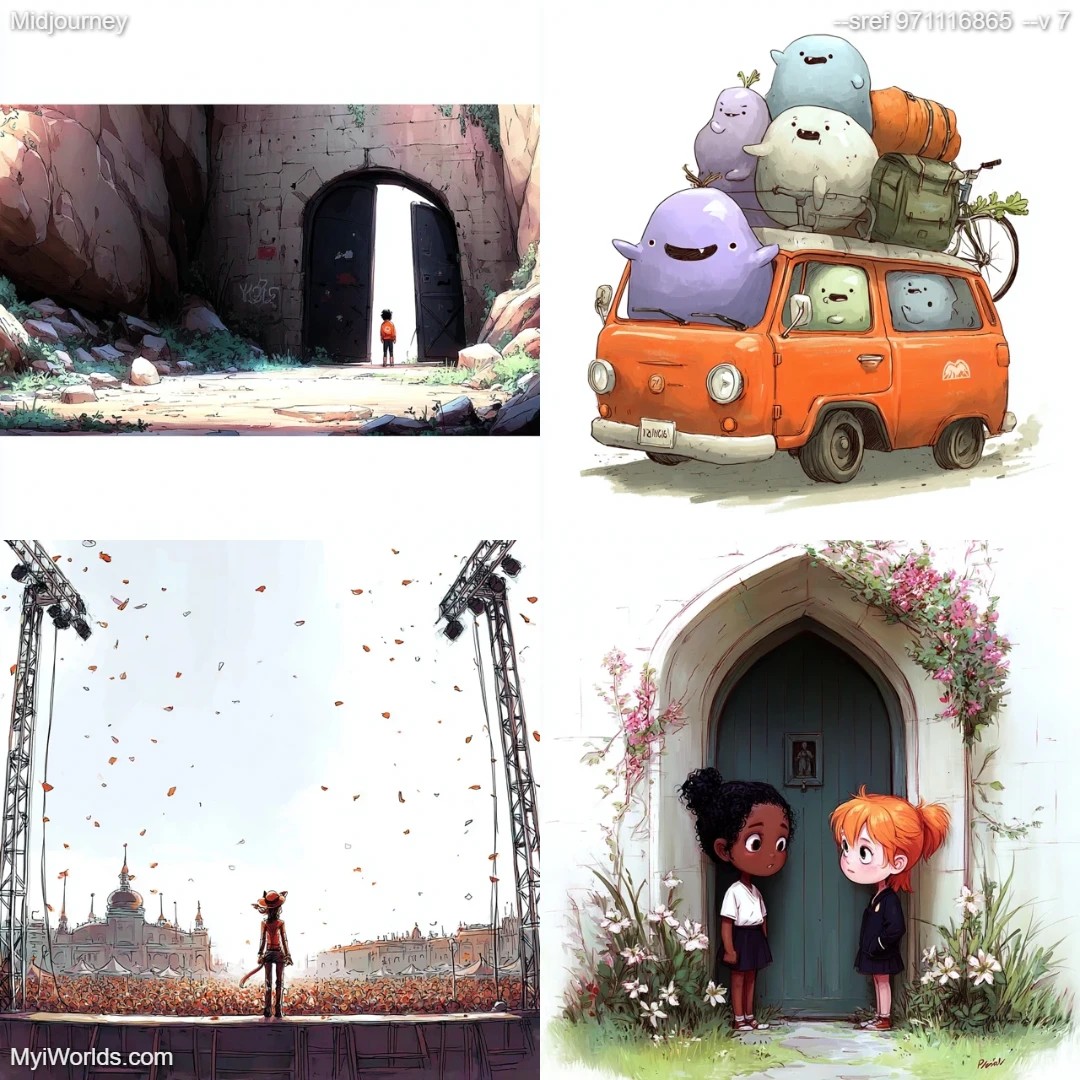 Cartoon illustration with stylized characters, featuring bold outlines and a playful, non-realistic style.