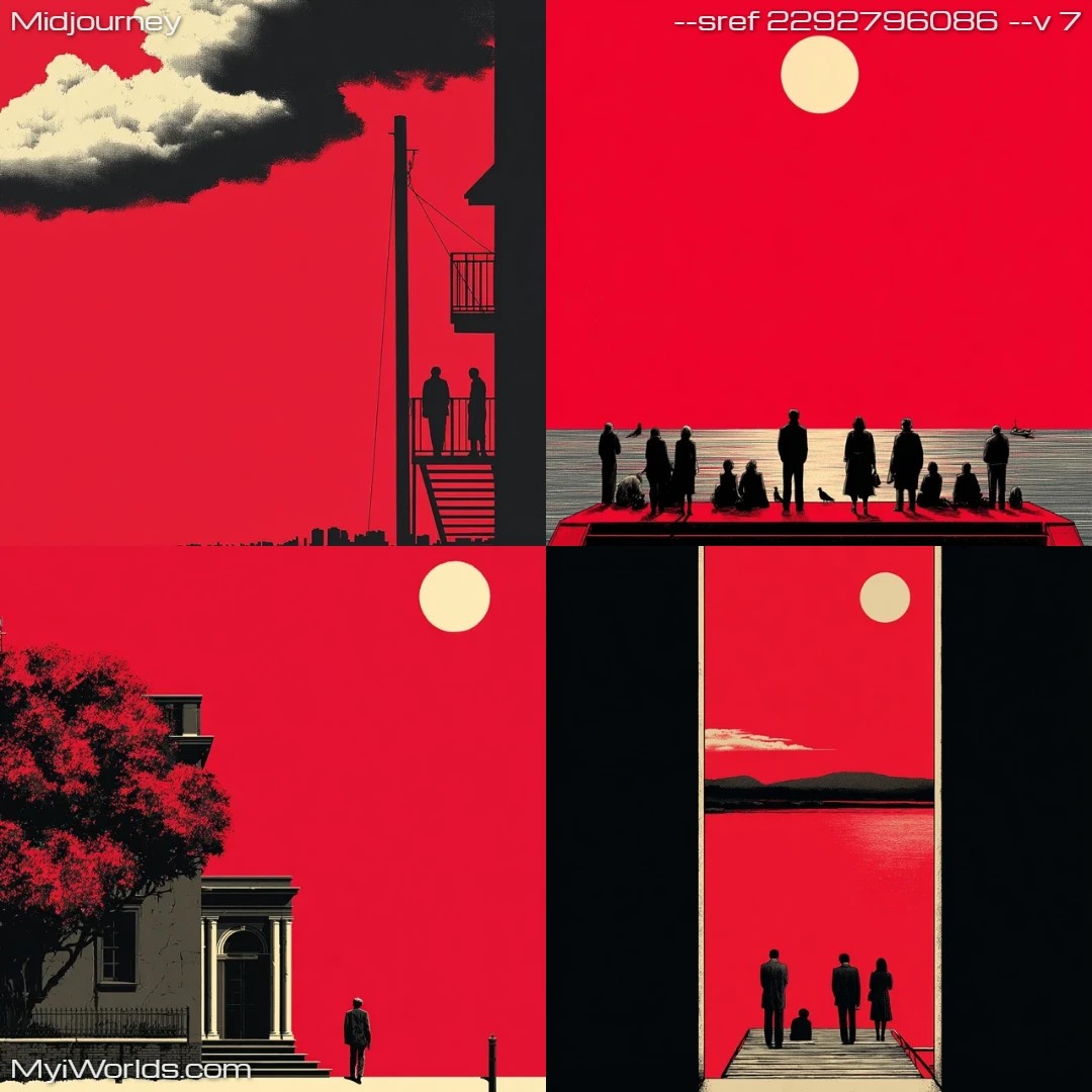 Surrealistic-art-with-monochromatic-color-scheme-and-stylized-composition.