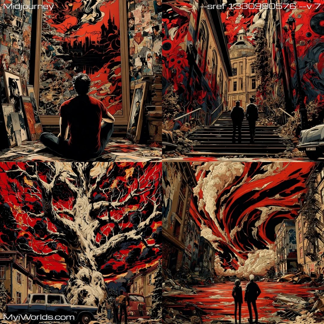 Dystopian-futuristic-scene-with-chaotic-composition-and-dark-elements.