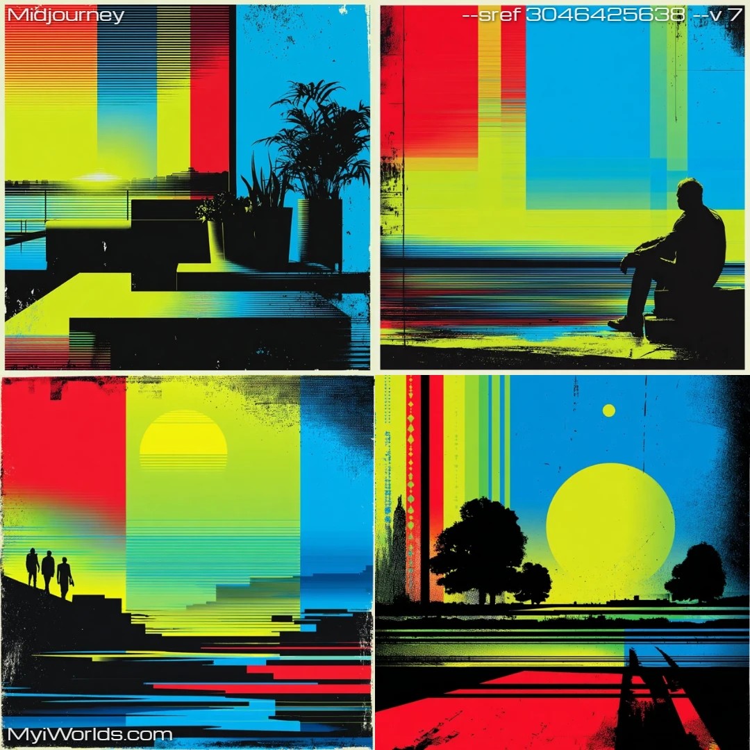 Retro-Futuristic-color-palette-with-high-contrast-and-textured-finish.