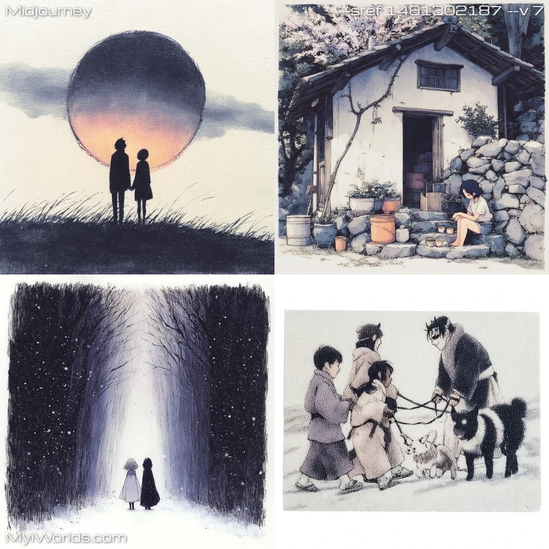 Watercolor artwork with detailed brushstrokes depicting a winter atmosphere.