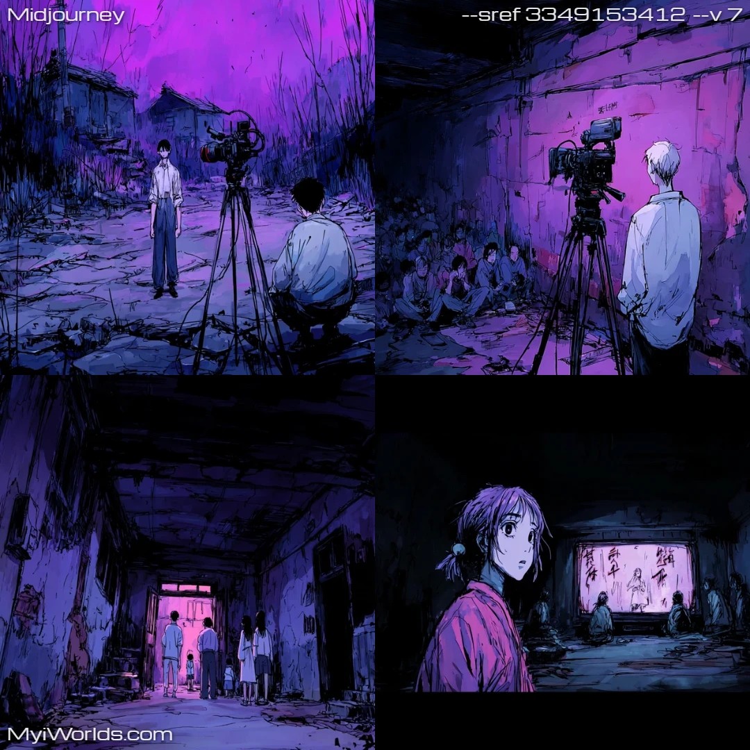 Manga-style-dark-tones-used-in-an-urban-setting,-emphasizing-contrast-with-black-and-shades-of-blue.