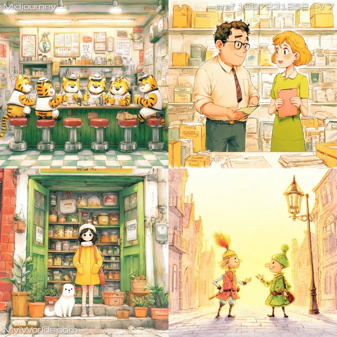 Cartoon with bright colors, using lineart.
