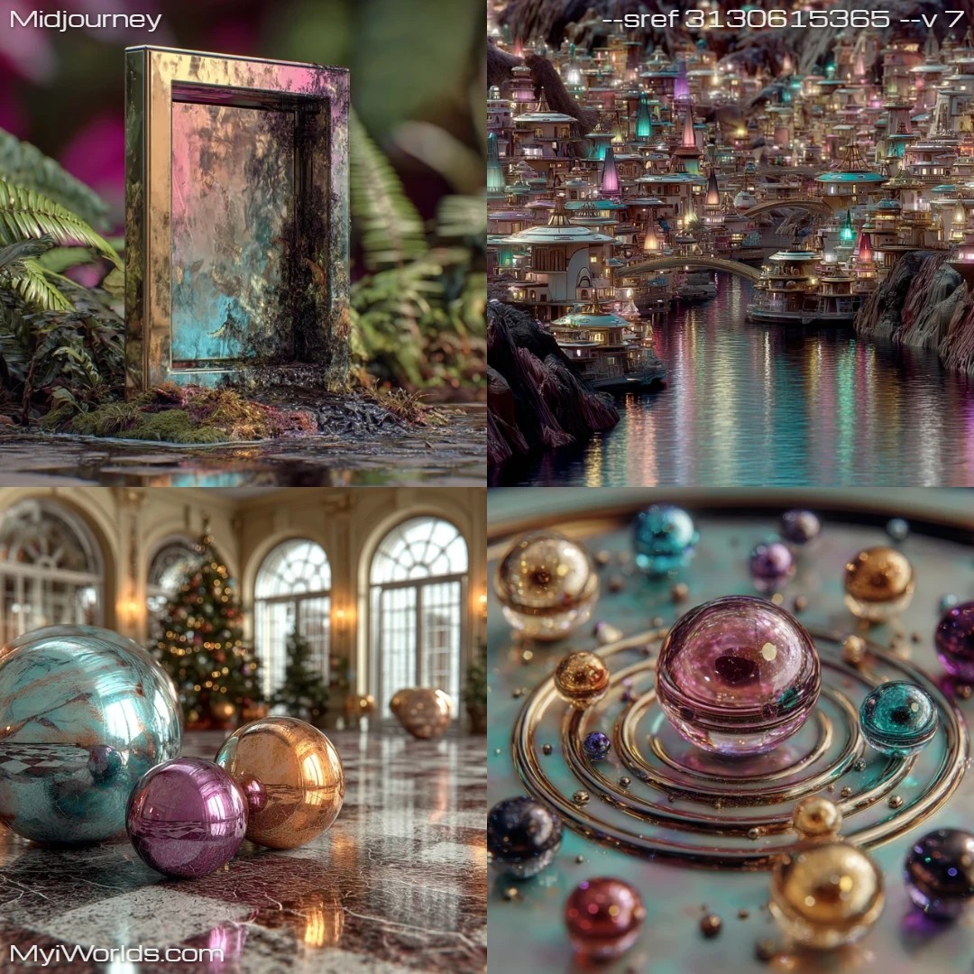 Hyperrealistic digital art with meticulous detailing and futuristic architecture, utilizing color gradients.
