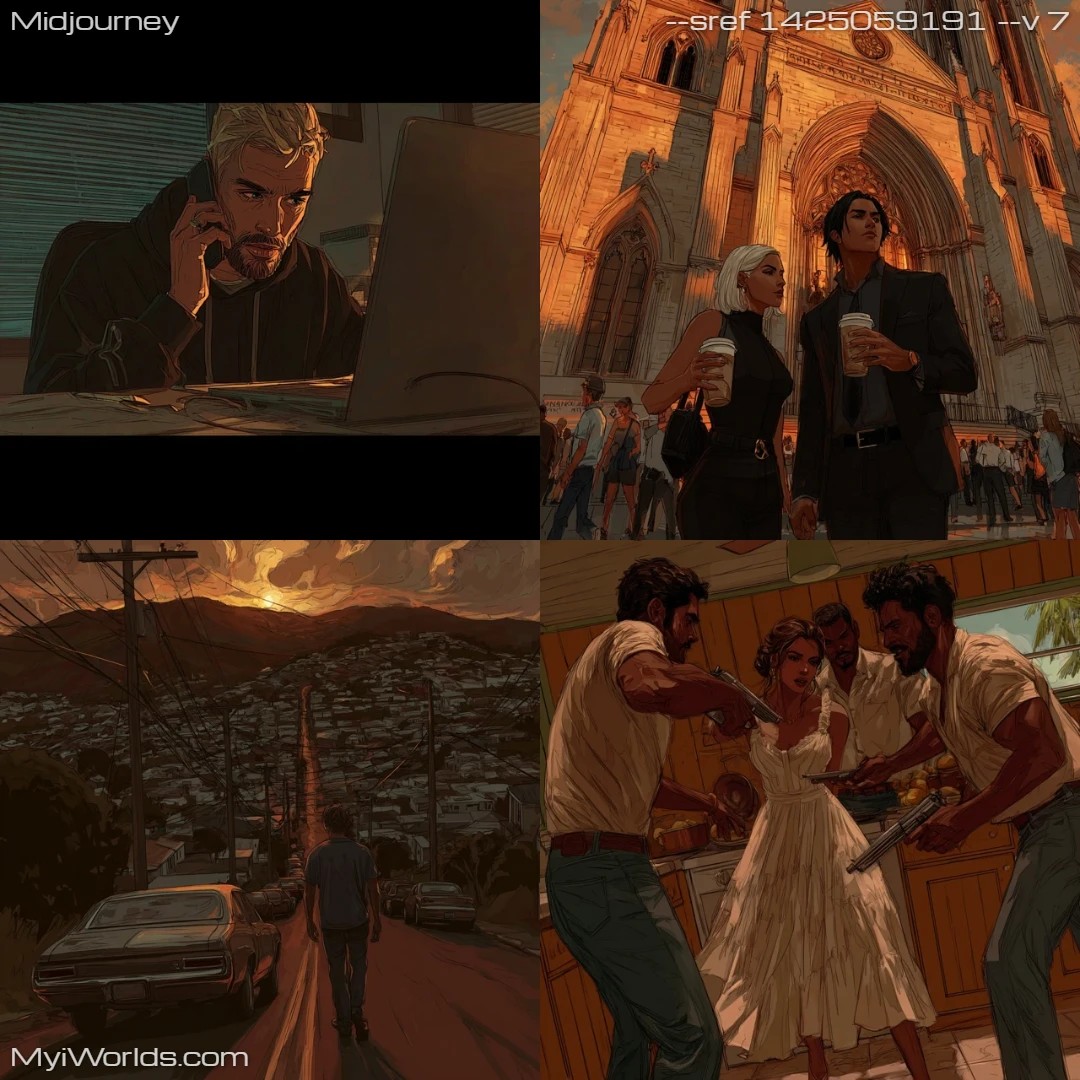 Realistic comic with dramatic digital art style, using high contrast and vivid colors.