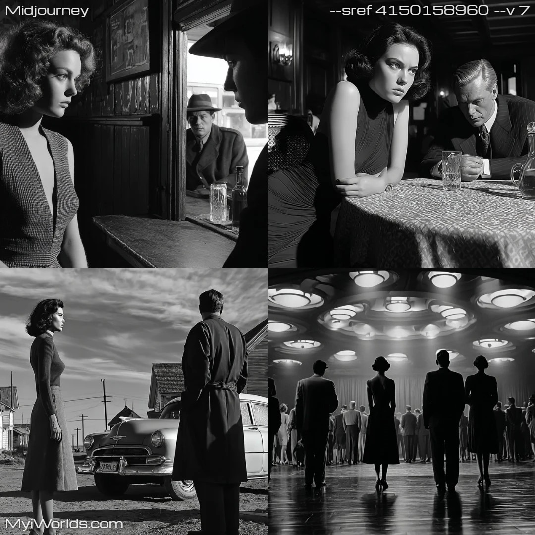 Film noir with low-key lighting and high contrast.
